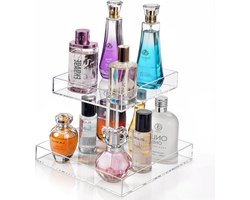 Inovra Plus - 2-laags Parfum Organiser Display - Transparante Acryl Opbergdoos voor Make-up Cosmetica Huidverzorging - Organizer Lade voor Badkamer Make-up Tafel Bijzettafel Keuken Slaapkamer Winkel