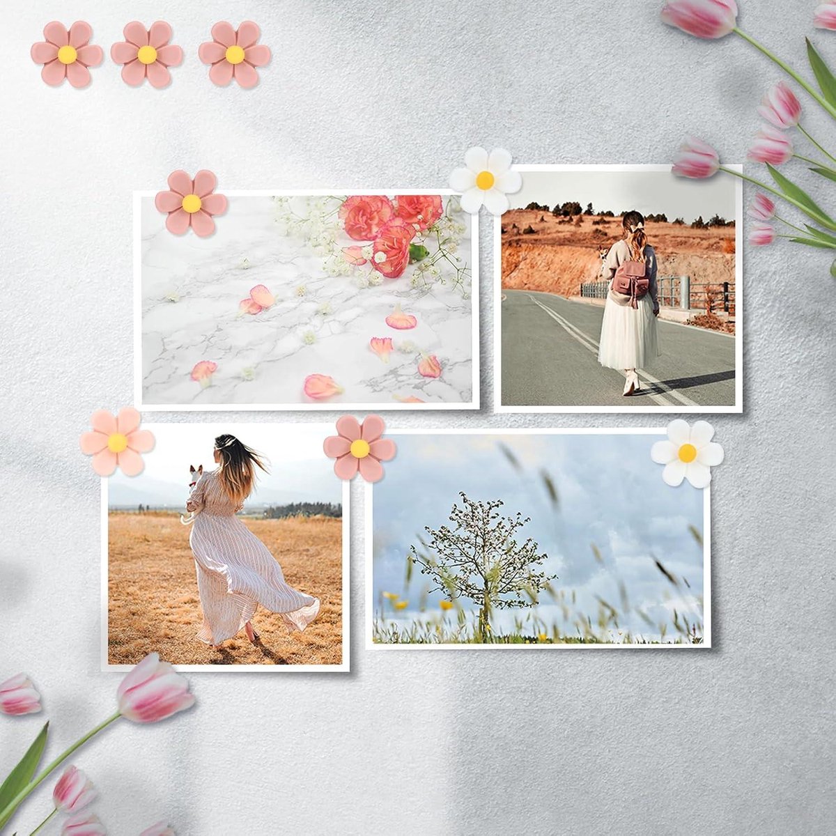 JIYIN 30 stuks bloem pushpins, kleurrijke duim kopspijkers decoratieve