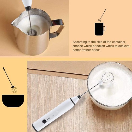 Oplaadbare schuimmaker melkopschuimer - 3 snelheden elektrische koffiemixer - eierklopper mini-blender - huishoudelijk keukengerei voor thuis - café en restaurant - wit van Fonxay — afbeelding 4