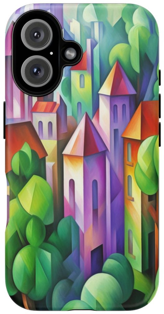 Kleurrijk Abstract Stadsgezicht – Telefoonhoesje Geschikt voor iPhone 16