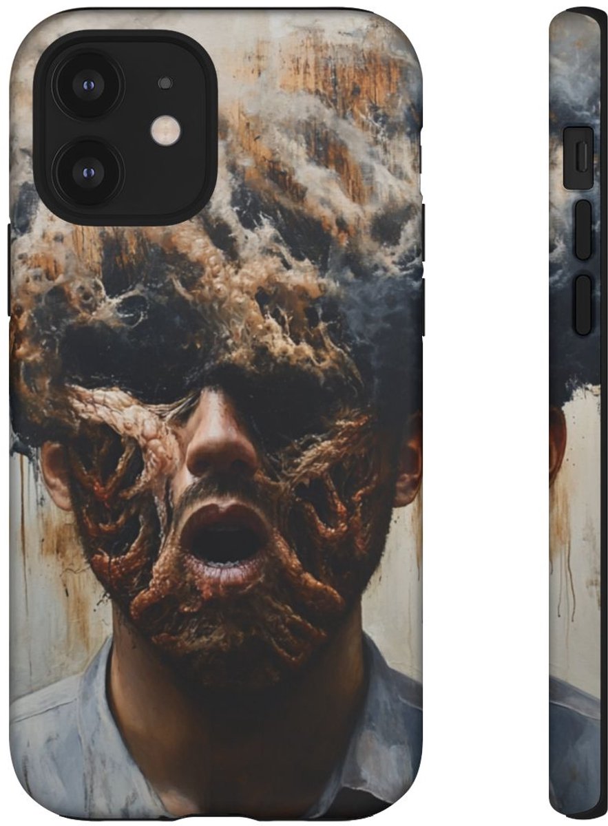 Surrealistisch Brandend Gezicht Abstracte Kunst – Telefoonhoesje Geschikt voor iPhone 12