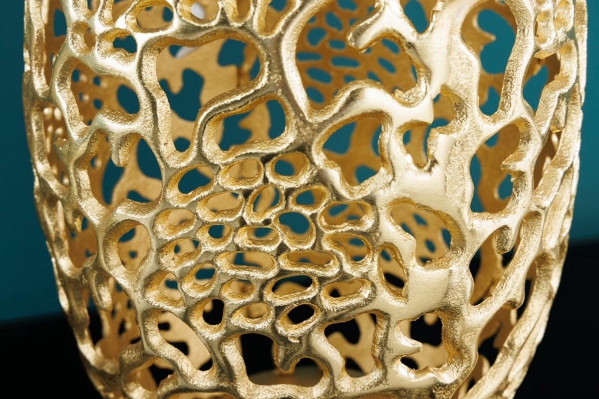 Filigraan design vaas ABSTRACT BLAD goud 40cm handgemaakt - 43219