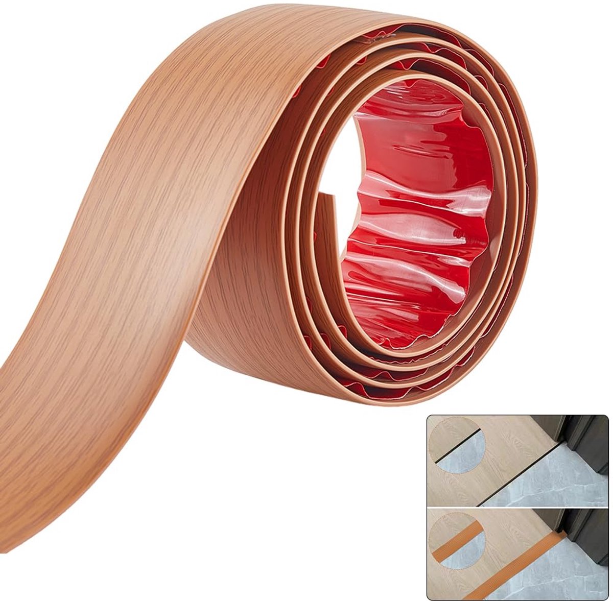 GORGECRAFT 1,2 m x 5 cm Vloerovergangsstrip Zelfklevende PVC-afdekstrips Randafwerking Hou
