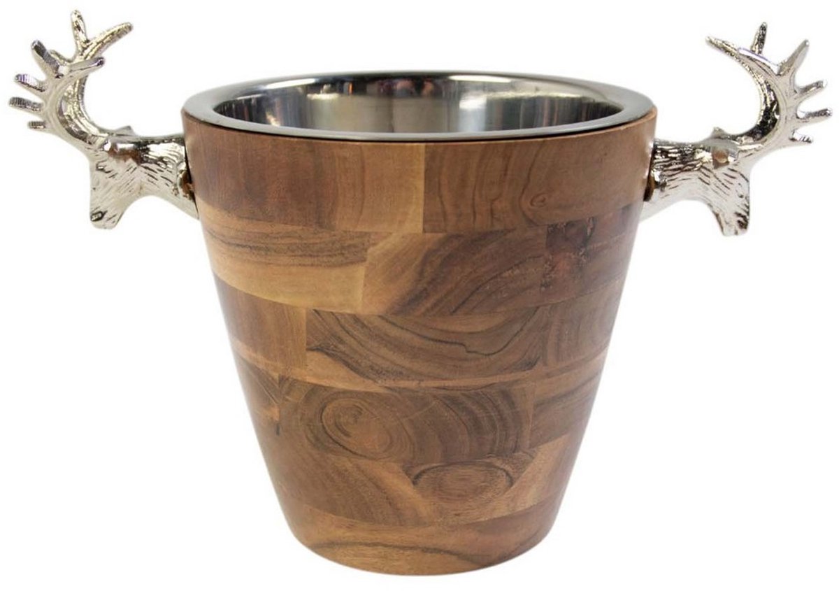 Champagne Koeler hert hout zilver 27x39x24cm