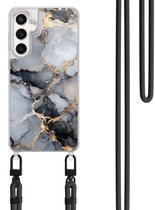 Étui avec cordon pour Samsung Galaxy S24 FE - Brume marbrée - Cordon Zwart inclus - Housse de protection bandoulière - Transparent, Grijs, Or - Superbes Housses de téléphone
