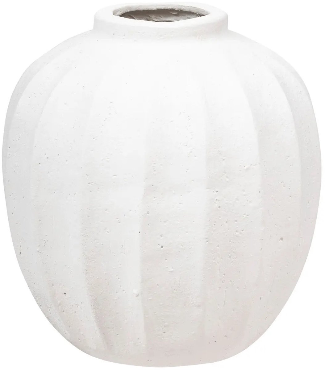 Atmosphera Bloemenvaas Amia - creme wit - kunststeen - D25 x H28 cm - ronde bol vormige vaas