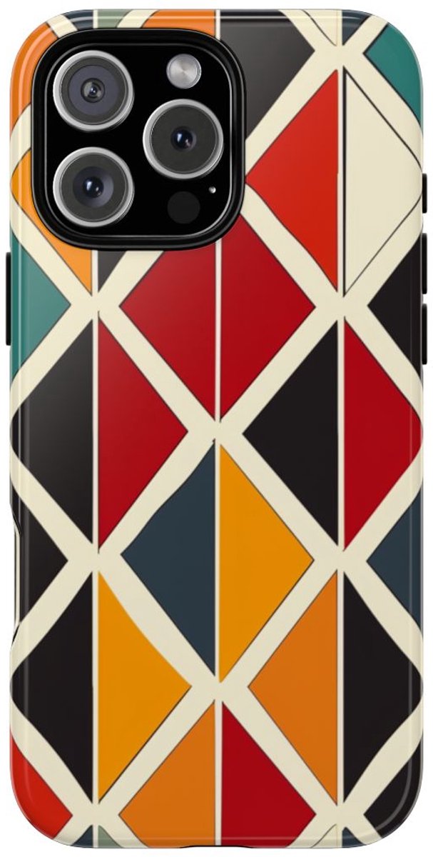 Kleurrijk Geometrisch Diamantpatroon – Telefoonhoesje Geschikt voor iPhone 16 Pro Max