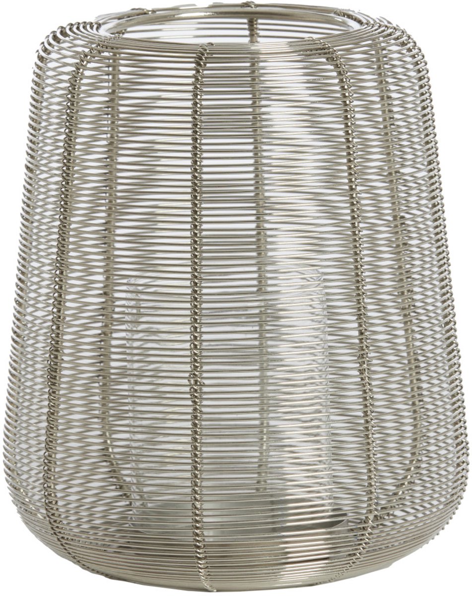 windlicht ADETA in zilver en glas – Ø18x21 cm