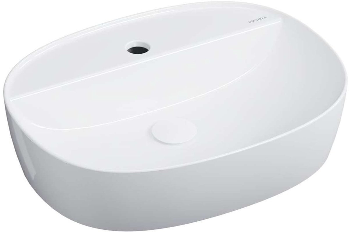 OMNIRES Atlanta - Opzetwastafel 50x39 cm, zonder overloop, kraangat, wit ATLANTA505BP