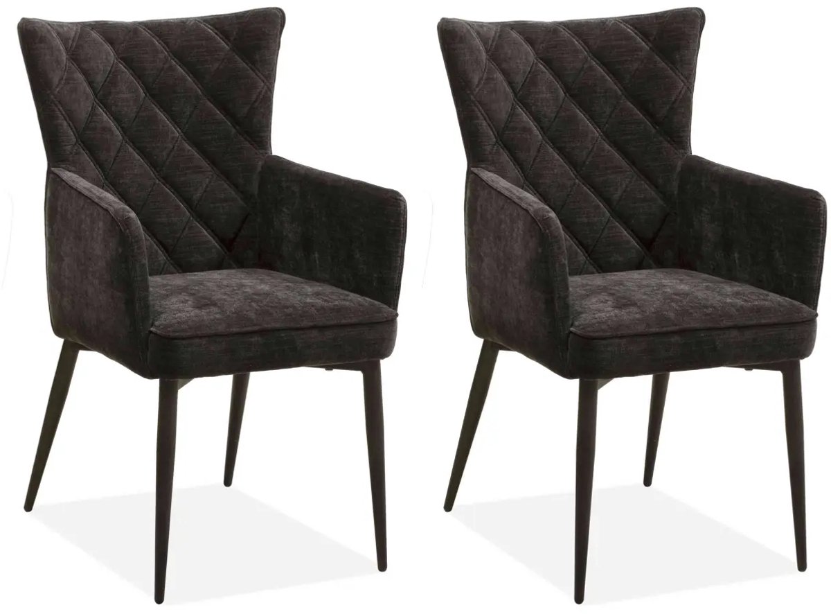 MX Sofa - Eetkamerstoel Fleur - Black (set van 2 stoelen)