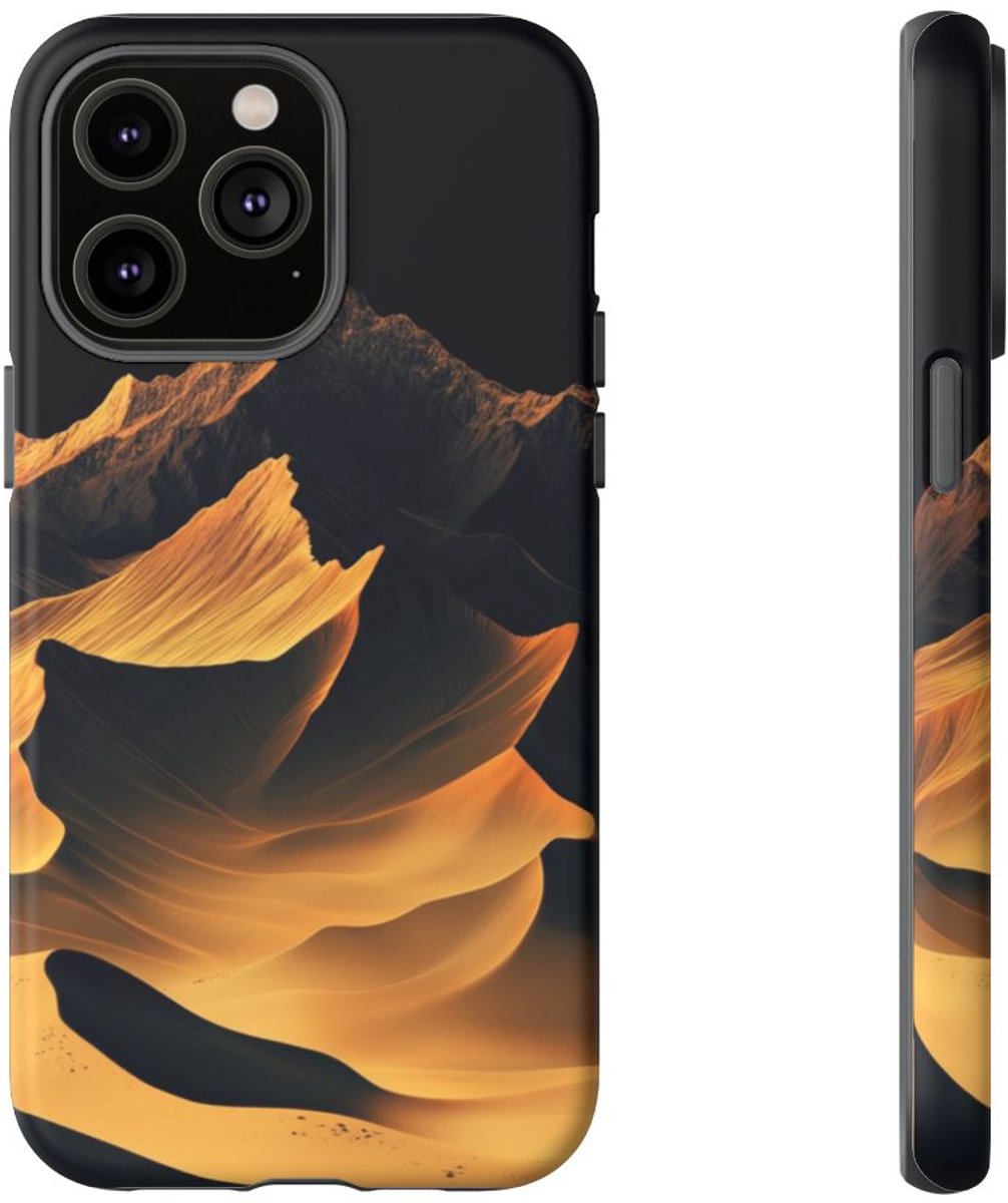 Gouden Berglandschap met Verloop – Telefoonhoesje Geschikt voor iPhone 14 Pro Max