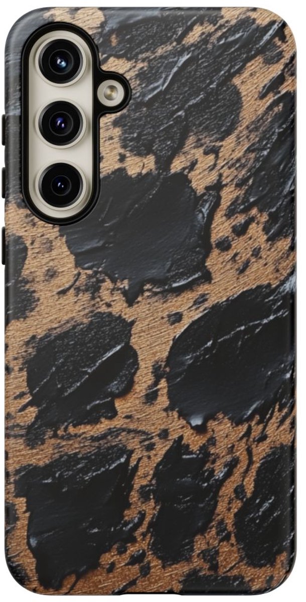 Zwart-Bruin Abstract Patroon met Textuur – Telefoonhoesje Geschikt voor Galaxy S24 Plus