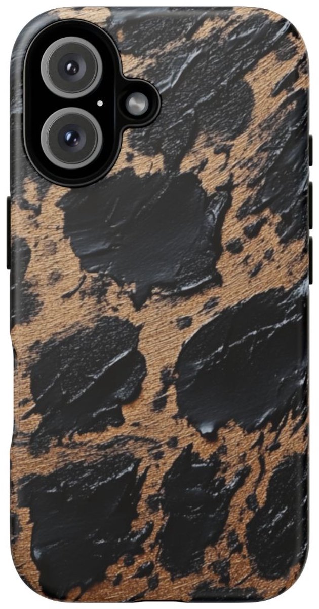 Zwart-Bruine Abstracte Textuur – Telefoonhoesje Geschikt voor iPhone 16