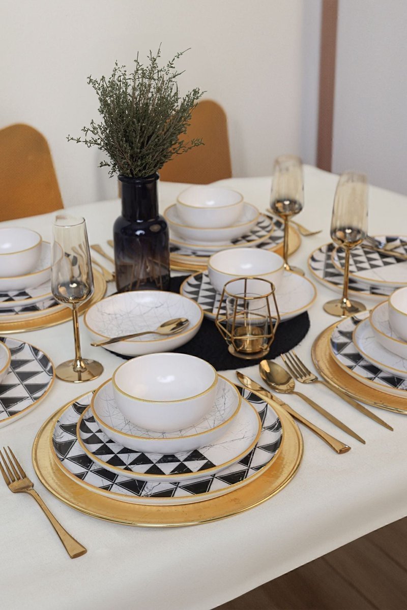 Keramika Serviesset - Keraart Trigon - 24 delig - 6 persoons - Stoneware