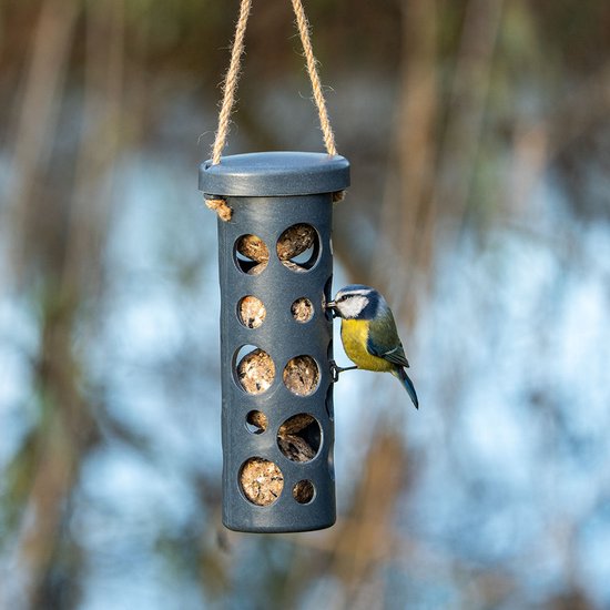 CJ Wildlife Vetbolhouder voor Vogels - Rome - Mezenbolhouder - Veilig eten voor Kleine Tuinvogels - Voor 4 vetbollen - Plantbased - Antraciet