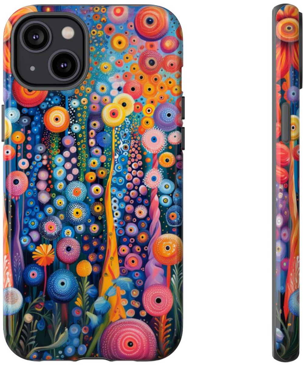 Levendig Abstract Bloemenpatroon – Telefoonhoesje Geschikt voor iPhone 14 Plus