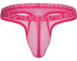 SUKREW Sheer Low-rise Thong Elect Pink - MAAT XXL - Erotisch Heren Ondergoed - String voor Man - Sexy mannen String