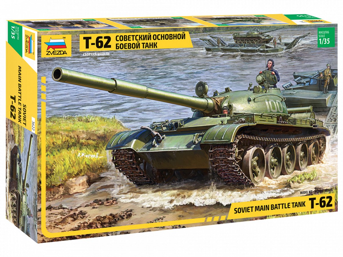 Zvezda Modelbouwpakket Militaire voertuigen - 3622 T-62 Soviet Main Battle Tank Plastic - 1:35 - Modelbouw