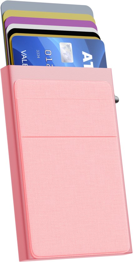 Nuvance - Pasjeshouder Uitschuifbaar - Rfid Bescherming - Pasjeshouders voor Mannen en Vrouwen - Creditcardhouder - Roze