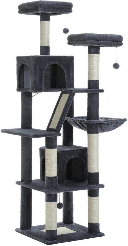 Songmics Hoppa! XXL Kattenboom - Krabpaal - Rookgrijs - Sisal/Fluweel
