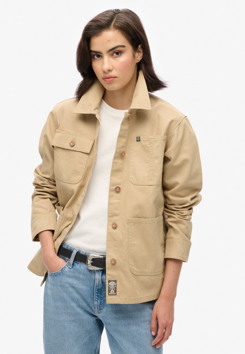 Superdry Chore jas met borduursel Dames Buitenjassen Beige