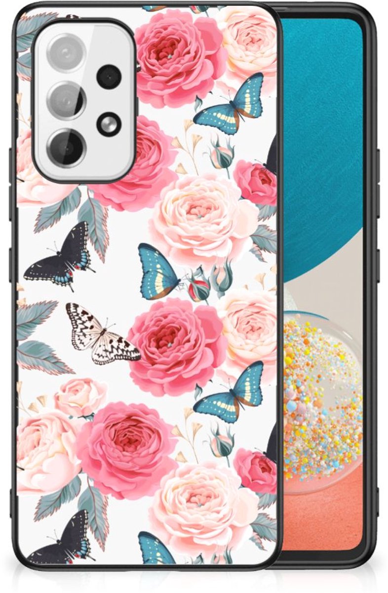 Back Cover voor Samsung Galaxy A53 Bloemen Hoesje Butterfly Roses
