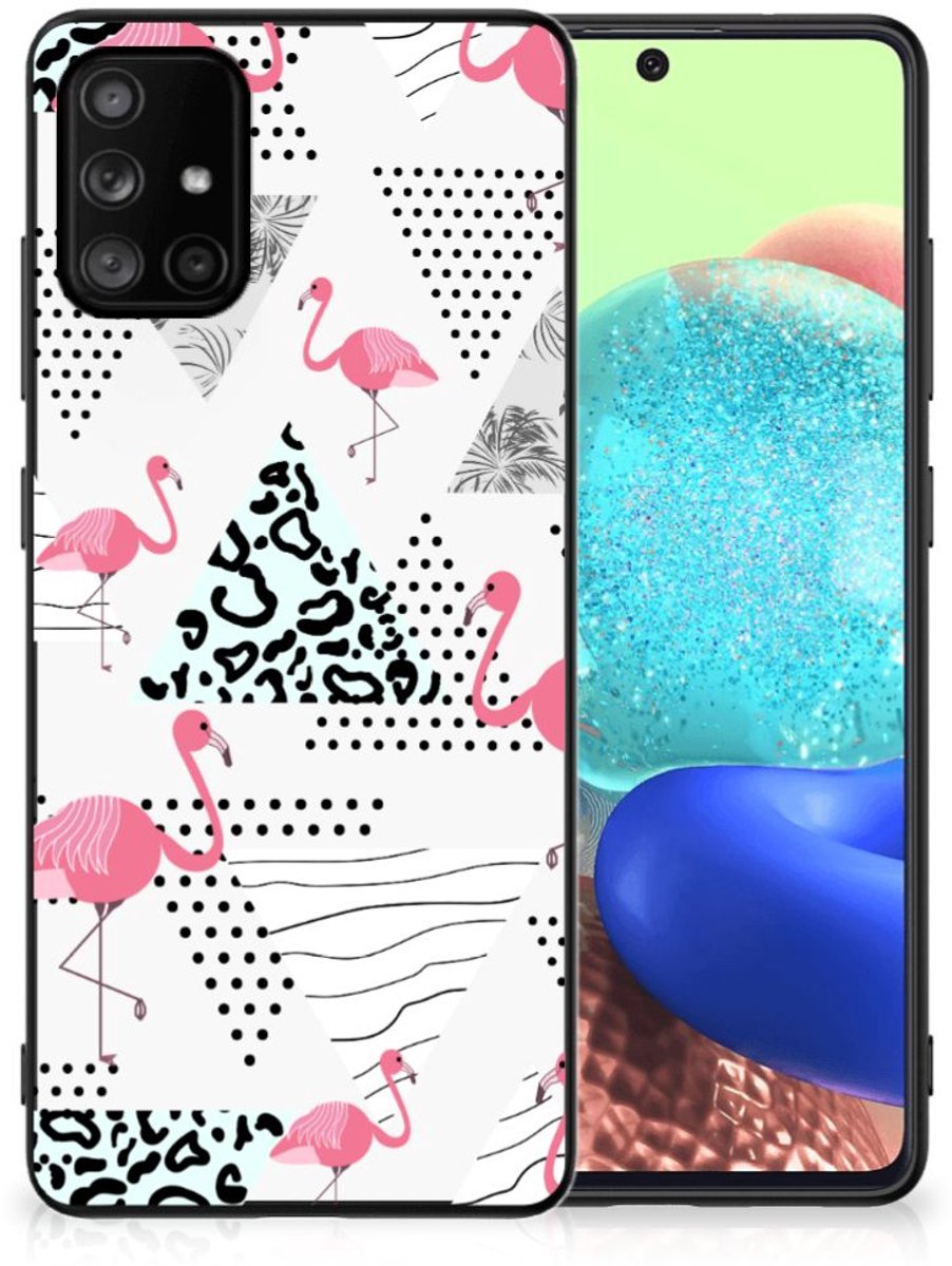 Samsung Galaxy A71 Dierenprint Telefoonhoesje Flamingo Triangle