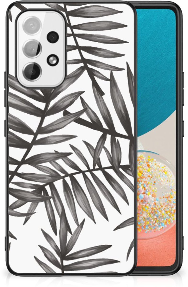 Samsung Galaxy A53 Bloemen Hoesje Leaves Grey