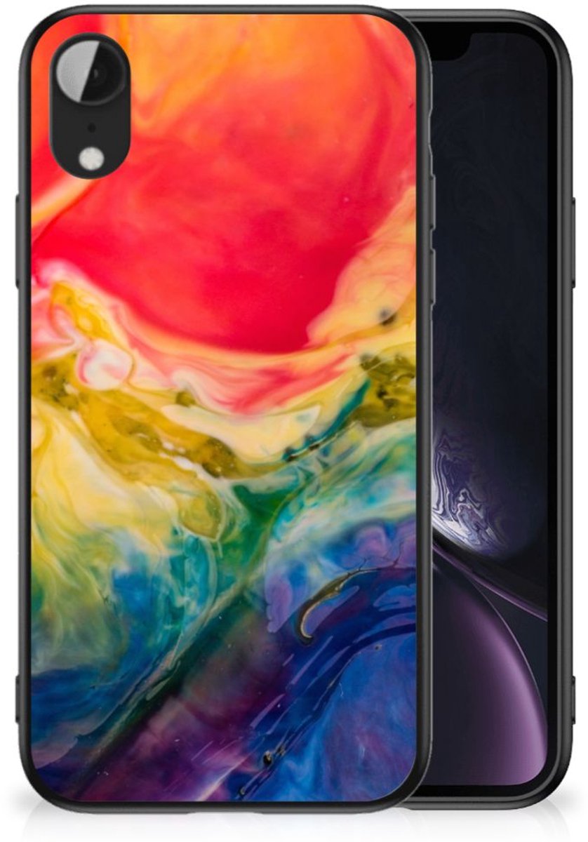 Kleurrijke Telefoonhoesje Apple iPhone XR Watercolor Dark