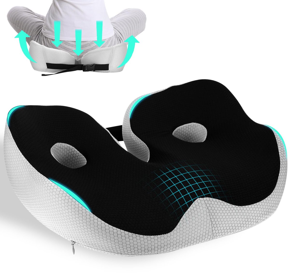 Ibenzoa® Ergonomisch Orthopedisch Zitkussen Met Traagschuim Voor Optimale Rug- En Heup Ondersteuning In Kantoor, Auto Of Thuisgebruik