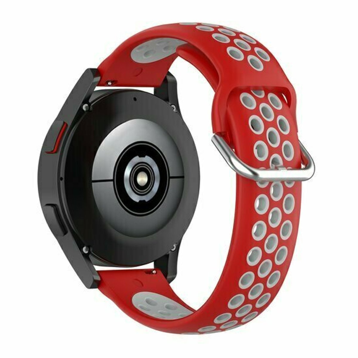 By Qubix - Siliconen sportbandje met gesp - Rood + grijs - Geschikt voor Xiaomi Redmi Watch 5 Active / Redmi Watch 5 Lite
