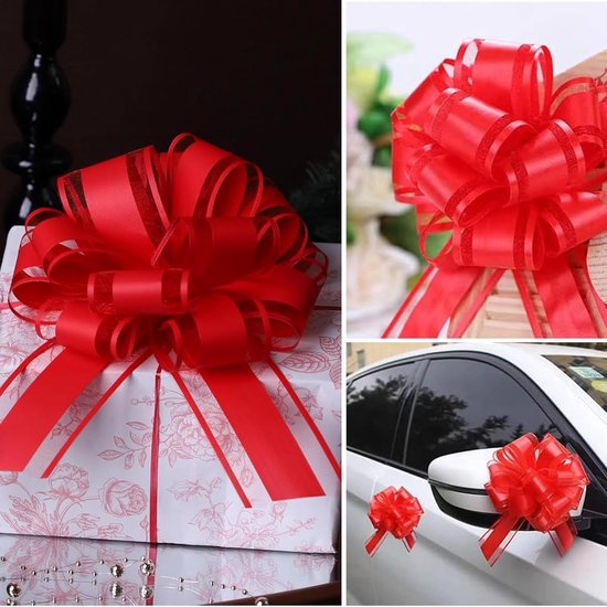 5 Pieces Gift Bow - Large Giant Bow for Car Decoration - Wedding - New Houses - Party Gift Bow Bags - Rood van Merkloos	 — afbeelding 2
