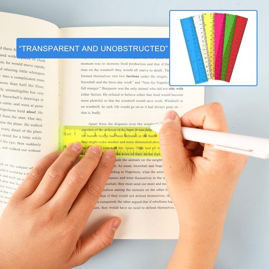Lot De 25 Règles En Plastique Transparent 15 Cm - Colorées, Doubles Graduations Cm/pouces, Pour école, Bureau