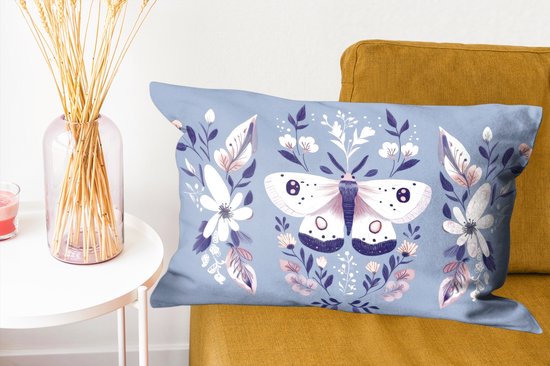 Sierkussens - Kussentjes Woonkamer - 60x40 cm - Vlinder - Vleugels - Stippen - Bloemen