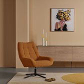 Draaifauteuil Vrijhoeve - Stof - Caramel - 73x88x82 cm (BxHxD) - Met Armleuning