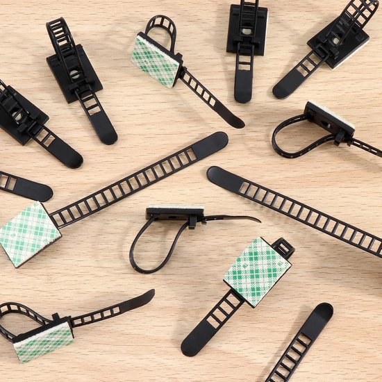 Verstelbare kabelhouders, 50 stuks kabelclips, verstelbare kabelbinders, kabelbinders, kleefkabelclips, witte kabelklemmen schroefbaar, kabelklem voor thuis, kantoor, kabelbeheer