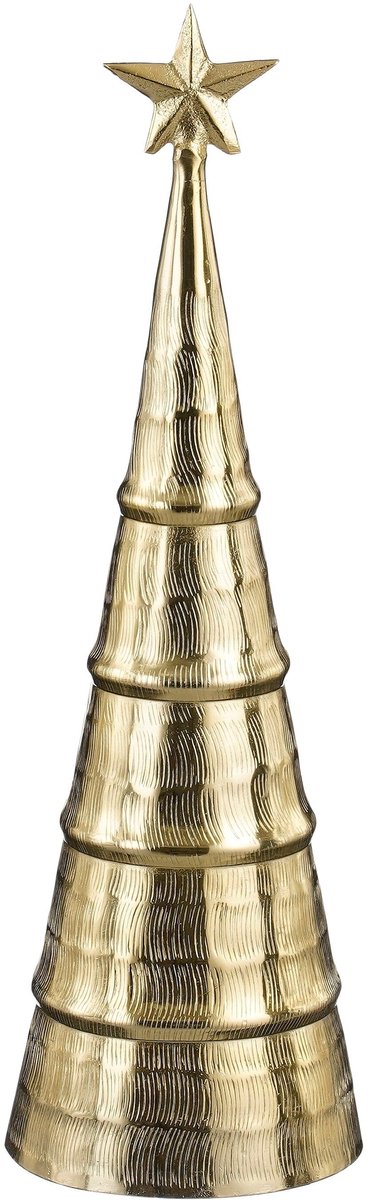 Gouden aluminium kerstboom decoratie van Mica Decorations - H43 x Ø13 cm.