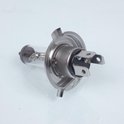 Osram H4 halogeenlamp met glazen bol, metalen voet en stekkers.