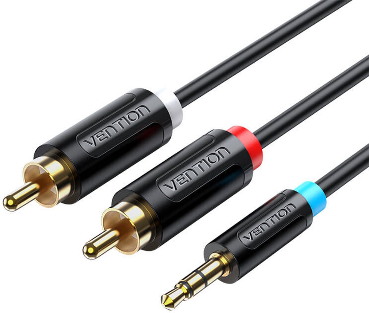 Audiokabeladapter 3,5 Mm Mannelijk Naar 2X Mannelijk Rca-Aansluiting Bclbk 8 M Zwart