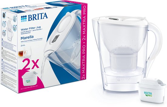 BRITA Marella waterfilterkan, 2.4L, wit. Met 2 MAXTRA PRO filters. Incl. verpakking.