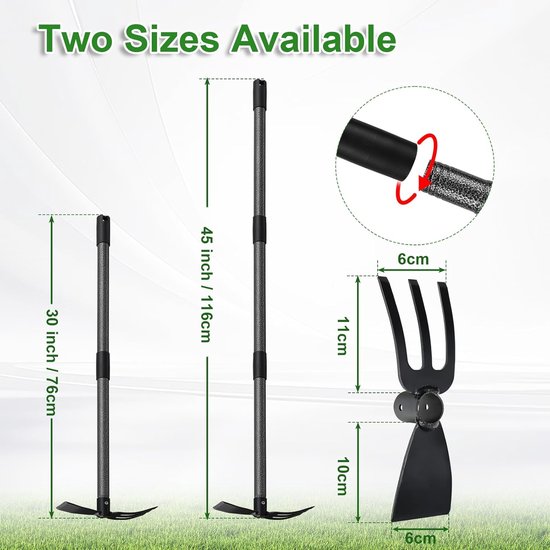 Tuinhak met Handvat - Multifunctionele Aardhakker met 3 Tanden - 116 cm — afbeelding 5