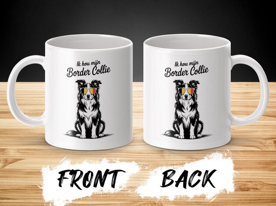 J'aime Ma Tasse Border Collie, Chien Avec Lunettes de Soleil, Drapeau Belge, Tasse à Chien Amusante, Cadeau Amoureux des Chiens, Idée Cadeau Border Collie