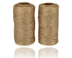 Jute Touw 2x 55 Meter – 2MM Natuurlijk Bindtouw – 2 Rollen Jute Koord voor Verpakking, Verhuizing, Planten, Cadeaus & Knutselen