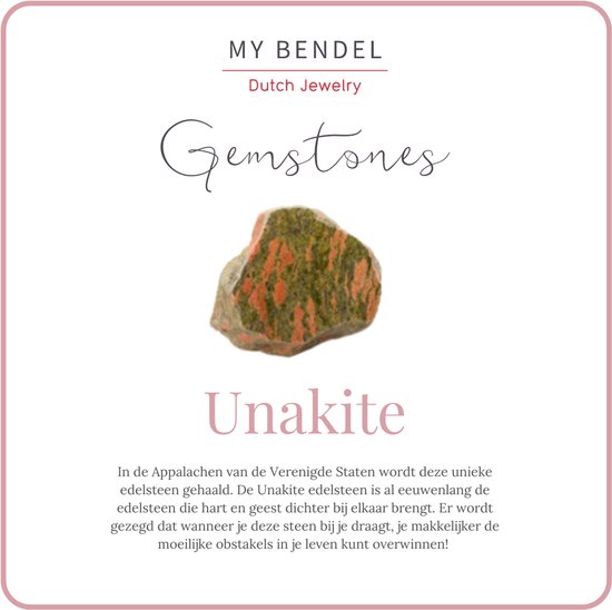 Goudkleurige ring met Unakite edelsteen - Met luxe cadeauverpakking