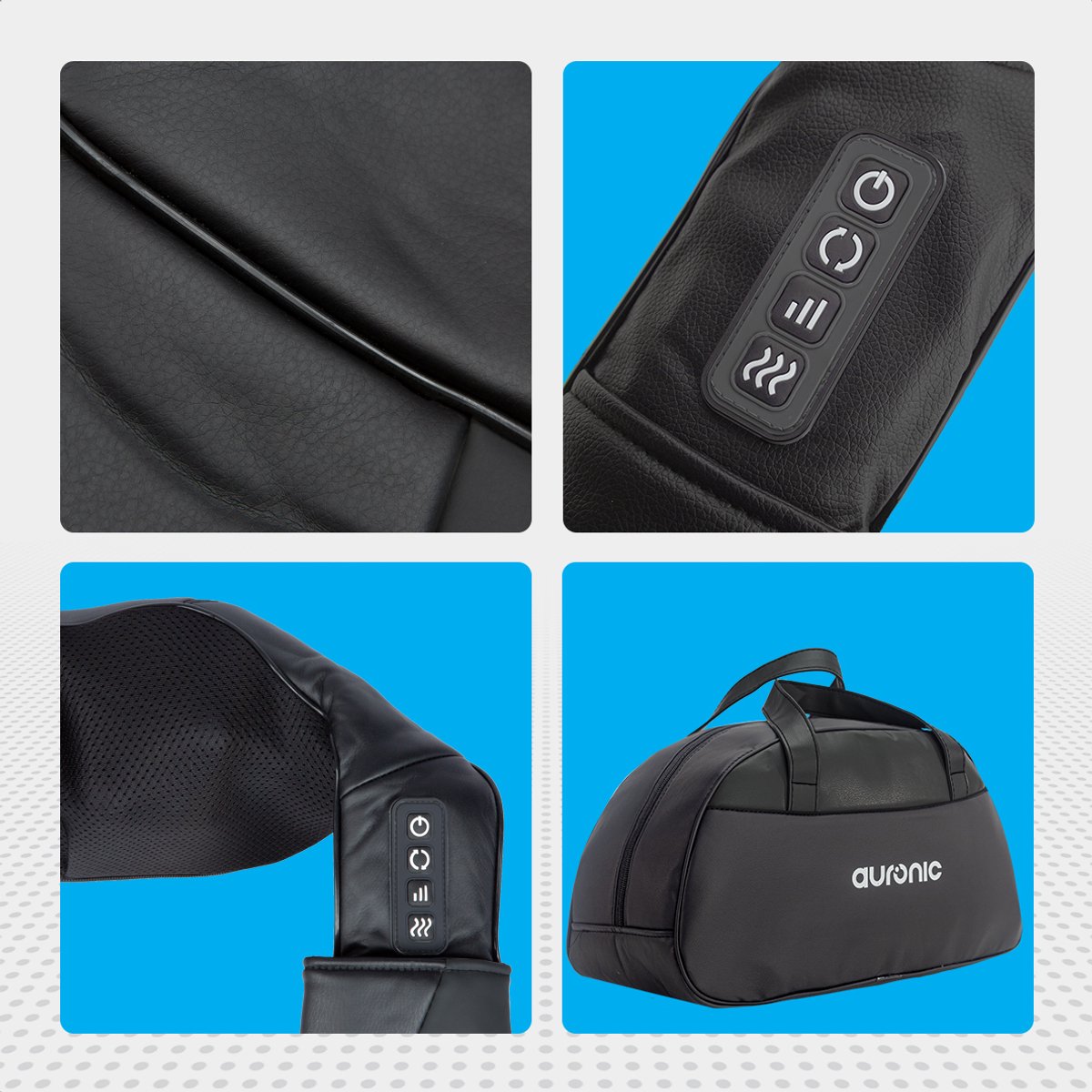 Auronic Shiatsu Massagekussen Draadloos - Elektrisch Nekmassage Apparaat - Infrarood Warmtefunctie - Inclusief Draagtas - Nek en Schouder - Massage Apparaten - Zwart — cadeau in Verzorging - foto 7
