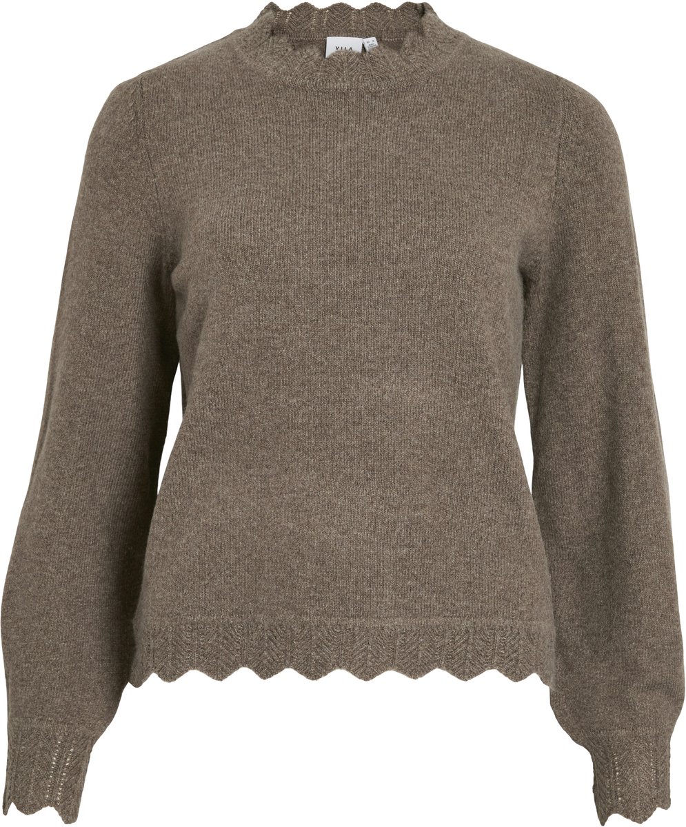 Vila Trui Vinikolina O-neck L/s Knit Top - No 14106419 Falcon/melange Dames Maat - L