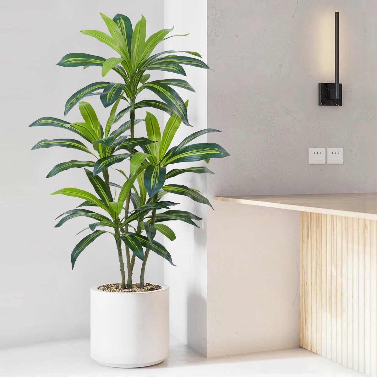 Ibenzoa® Kunstmatige Dracaena Boom 120 cm voor Realistische Interieurdecoratie in Huis en Kantoor