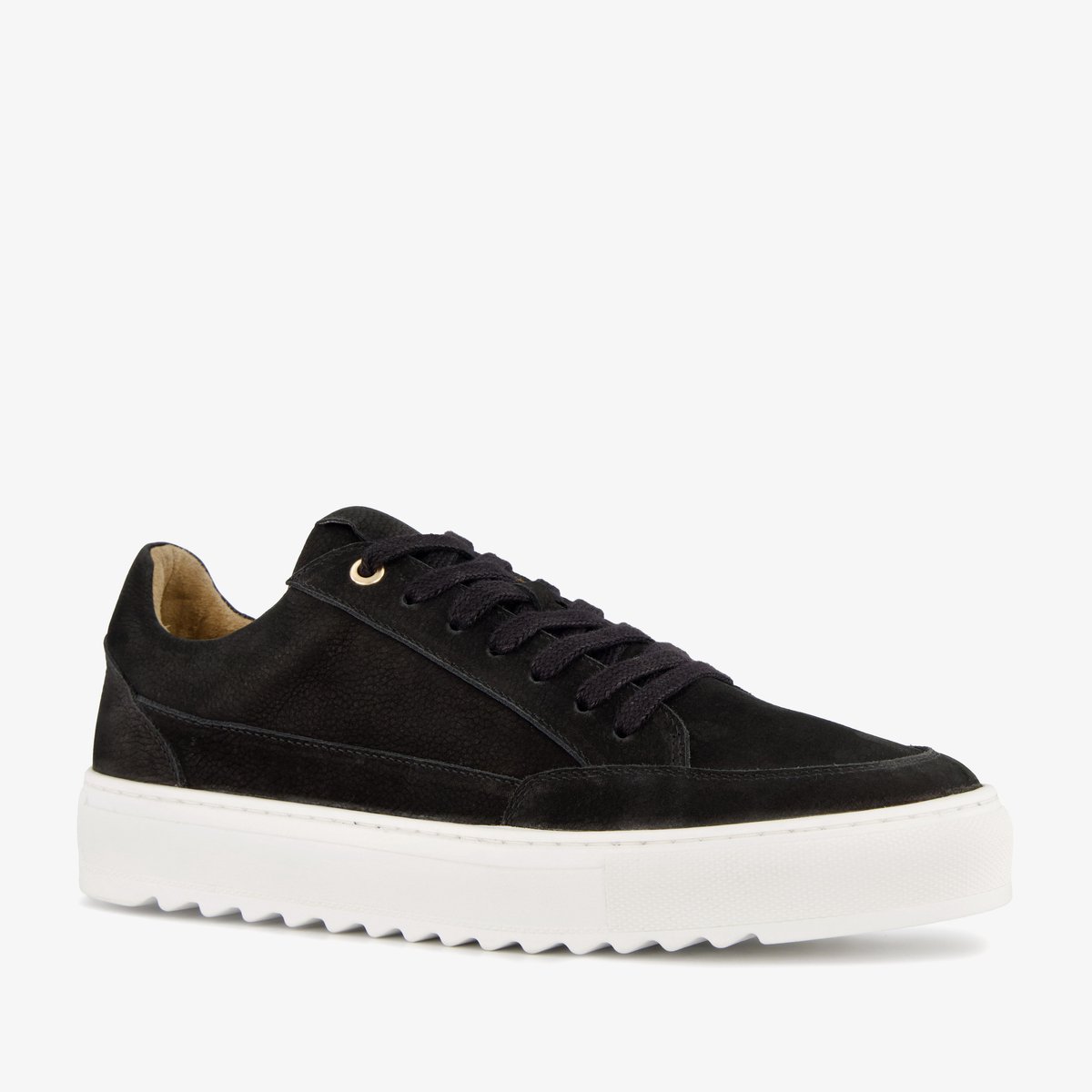 Van Beers leren heren sneakers zwart - Maat 42 - Uitneembare zool
