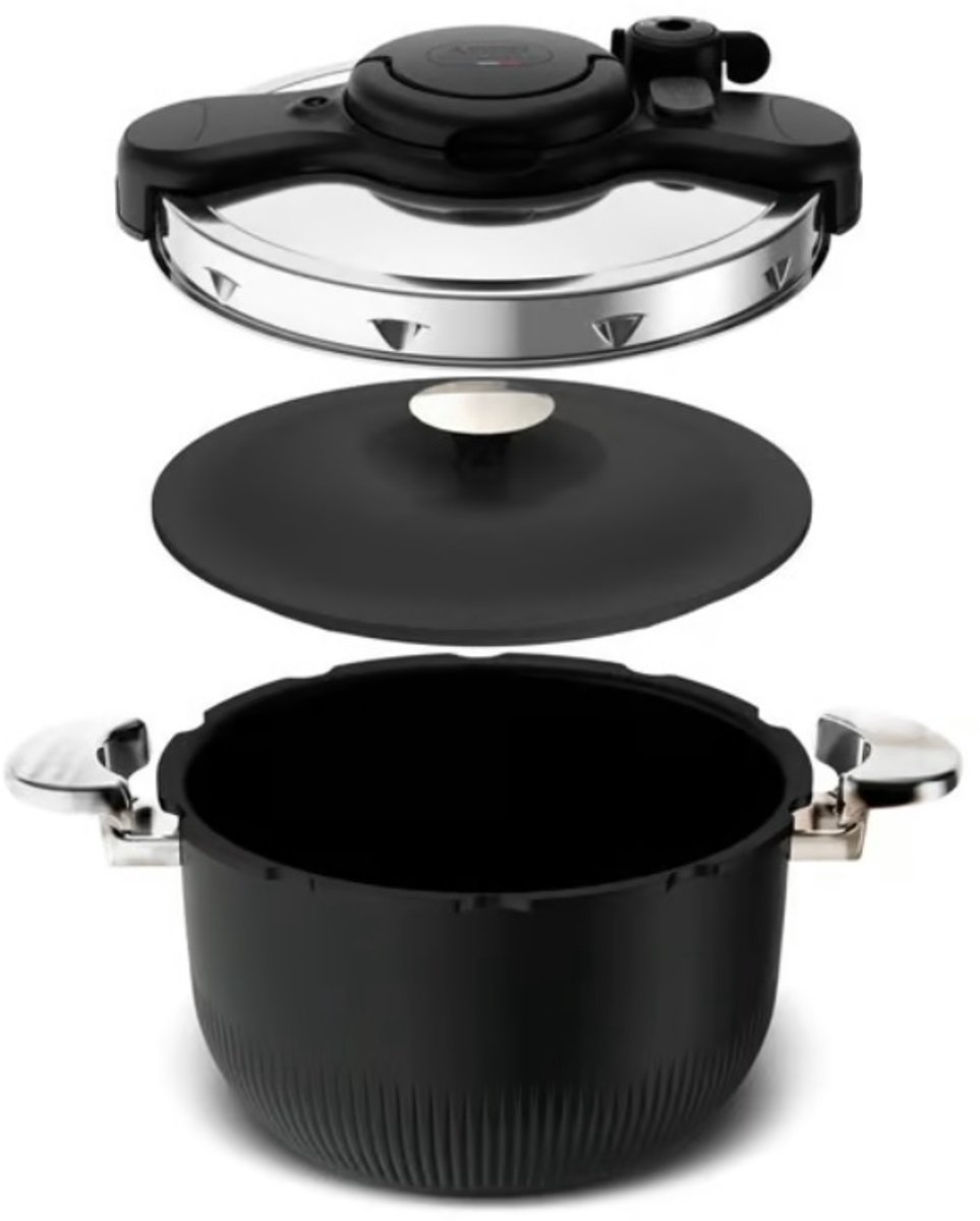 Zwarte roestvrijstalen snelkookpan van 6 liter - seb - P4810700