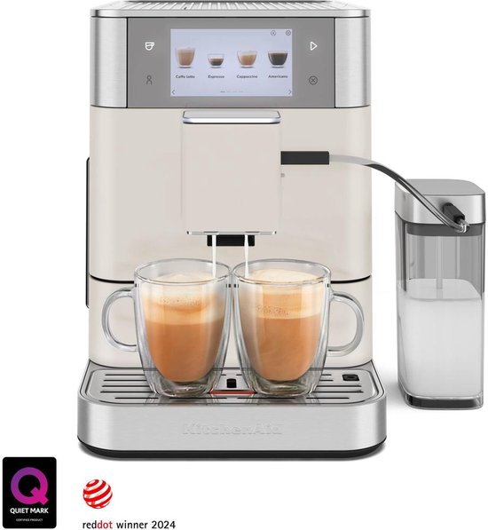 KitchenAid Volautomatische Espressomachine KF8 - TTouchscreen, 40+ receptopties, modus voor plantaardige dranken, 2 kopjes tegelijk vullen - Porcelain White